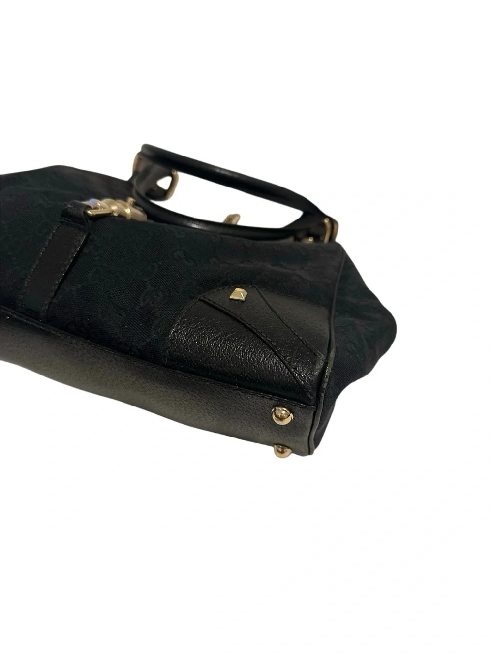 Gucci Black GG Jacquard Jackie Shoulder Bag with Gold Piston Lock - Picture 7 of 14